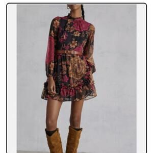 NWT Porridge by Anthropologie Backless Dress Floral Size SP Boho Long Sleeve